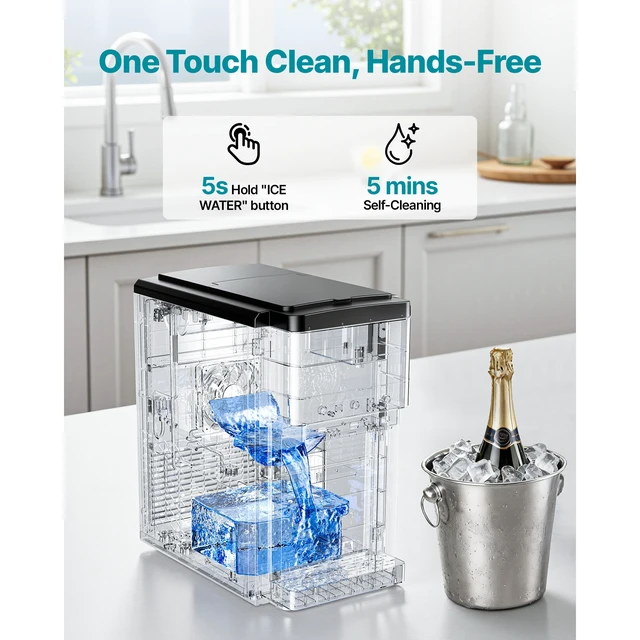 Alt view image 5 of 7 - Water Dispenser with Ice Maker, 3-in-1 Countertop Water Dispenser, 35 LBS/24H, 12 Cubes/7 Min Fast Ice Making with 4 LBS Storage, Bullet/Crushed Ices & Cold-Water, for Home, Kitchen, Party