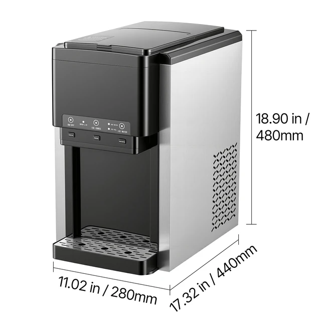 Alt view image 6 of 7 - Water Dispenser with Ice Maker, 3-in-1 Countertop Water Dispenser, 35 LBS/24H, 12 Cubes/7 Min Fast Ice Making with 4 LBS Storage, Bullet/Crushed Ices & Cold-Water, for Home, Kitchen, Party