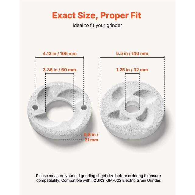 Alt view image 6 of 7 - 2PCS Grinding Sheets for Electric Grain Mill Grinder, Marble Dry & Wet Grinding Discs, Replacement Grinding Plates Compatible with GM-002 Corn Spice Mill Grinder