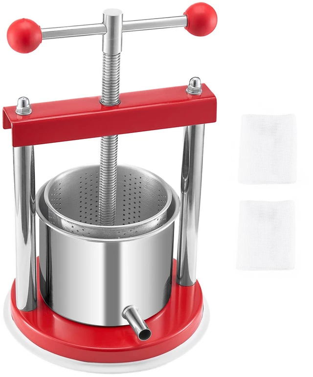 Main image of 0.44 Gal/1.65L Fruit Wine Press, 2 Stainless Steel Barrels, Manual Juice Maker, Cider Apple Grape Tincture Honey Olive Oil Making Press with T-Handle for Outdoor Kitchen Home