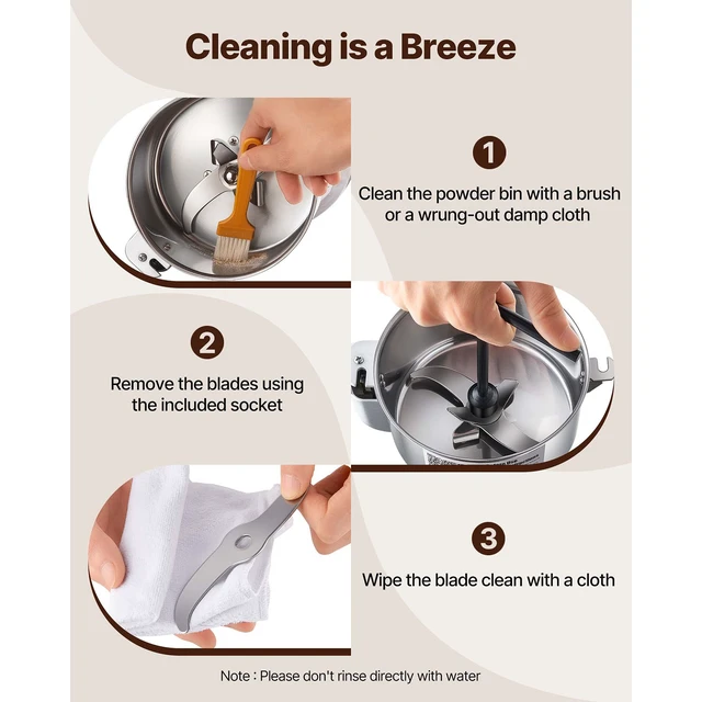 Alt view image 6 of 7 - 750g Electric Grain Mill Grinder, High Speed 2000W Commercial Spice Grinders, Stainless Steel Pulverizer Powder Machine, for Dry Grains Spices Cereals Coffee Corn Pepper, Straight Type