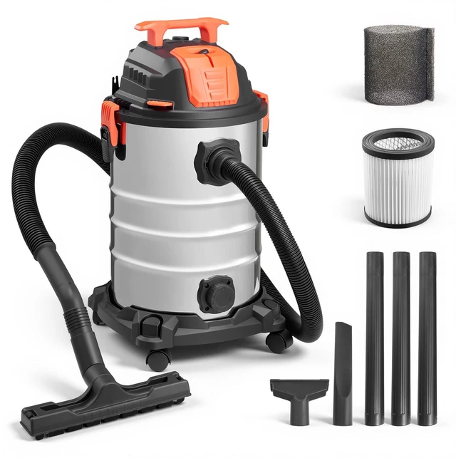 Main image of Shop Vac, 8 Gallon Wet Dry Shop Vacuum, 6 Peak HP with One-Button Self-Cleaning, Dual-Filter, 900W Input Power, 1.25in x 7ft Hose, 9.8ft Cord, Metal Tank for Jobsite, Workshop, Garage, Home