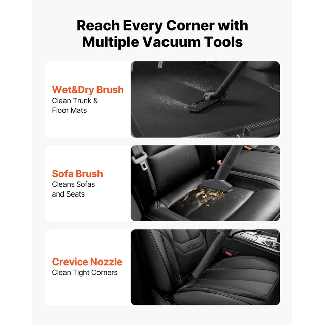 Alt view image 7 of 7 - Shop Vac, 8 Gallon Wet Dry Shop Vacuum, 6 Peak HP with One-Button Self-Cleaning, Dual-Filter, 900W Input Power, 1.25in x 7ft Hose, 9.8ft Cord, Metal Tank for Jobsite, Workshop, Garage, Home