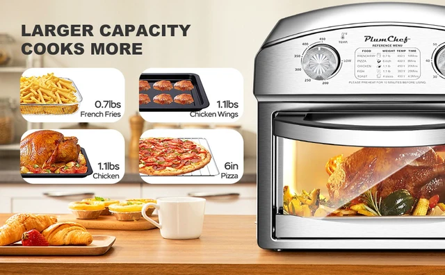 Alt view image 5 of 7 - 12.5 Quart 7-in-1 Convection Toaster Oven, 1500W, Stainless Steel, with 5 Pre-Set Menus Roast, Bake, Grill, Broil, Toast, Dehydrate & Defrost, Silver