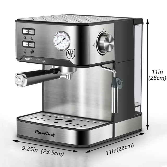 Alt view image 2 of 7 - 20 Bar Professional Espresso Machine with Milk Frother, Single & Double Shot, ESE Pod Compatible, Pressure Display, Removable Water Tank for Cappuccino, Latte, & Macchiato Home Barista Edition