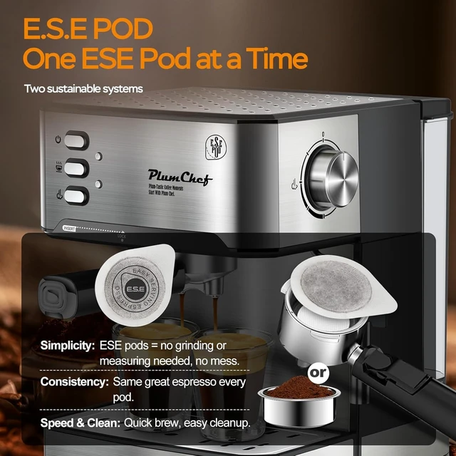 Alt view image 3 of 7 - 20 Bar Professional Espresso Machine with Milk Frother, Single & Double Shot, ESE Pod Compatible, Removable Water Tank for Cappuccino, Latte, & Macchiato Home Barista Edition
