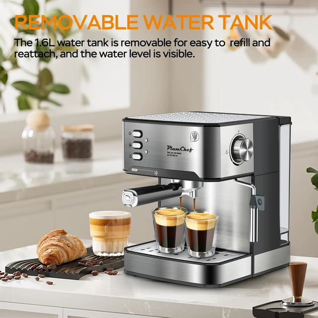 Alt view image 5 of 7 - 20 Bar Professional Espresso Machine with Milk Frother, Single & Double Shot, ESE Pod Compatible, Removable Water Tank for Cappuccino, Latte, & Macchiato Home Barista Edition
