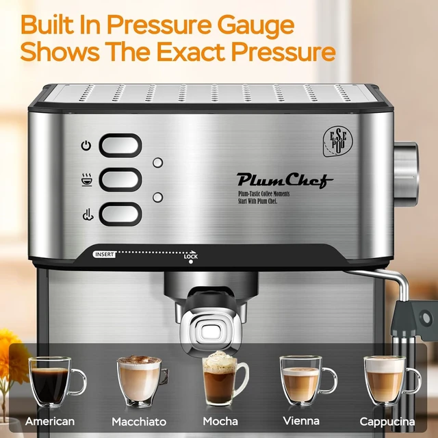 Alt view image 7 of 7 - 20 Bar Professional Espresso Machine with Milk Frother, Single & Double Shot, ESE Pod Compatible, Removable Water Tank for Cappuccino, Latte, & Macchiato Home Barista Edition