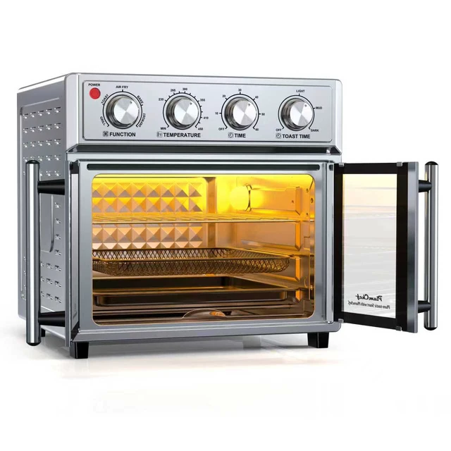 Alt view image 5 of 6 - PlumChef 26QT Extra-Large French Double-Door Air Fryer Convection Toaster Oven, 1700W, 7 Preset Menus, 7-in-1 Multi-Function for Bake, Roast, Grilling,Toast,Dehydrate& Defrost, Stainless Steel,silvery