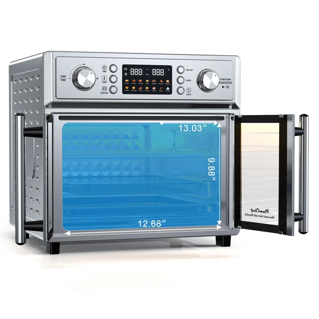 Alt view image 2 of 7 - PlumChef 26QT Large Capacity French Double-Door Air Fryer Convection Toaster Oven, 1700W, 14 Preset Menus, 7-in-1 Multi-Function (Bake, Roast, Gril,Toast,Dehydrate&Defrost), Stainless Steel,silvery