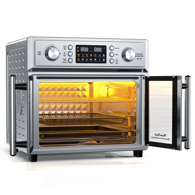 Alt view image 3 of 7 - PlumChef 26QT Large Capacity French Double-Door Air Fryer Convection Toaster Oven, 1700W, 14 Preset Menus, 7-in-1 Multi-Function (Bake, Roast, Gril,Toast,Dehydrate&Defrost), Stainless Steel,silvery
