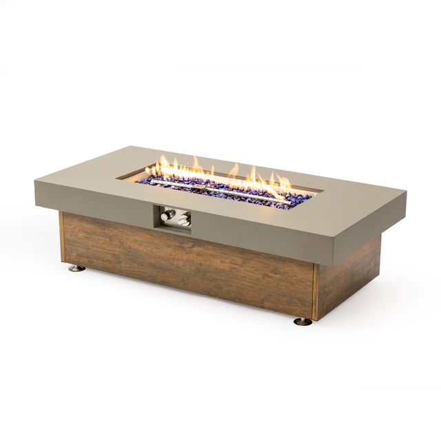 Alt view image 2 of 7 - 48_inch Iron Fire Pit Table with Wood Grain
