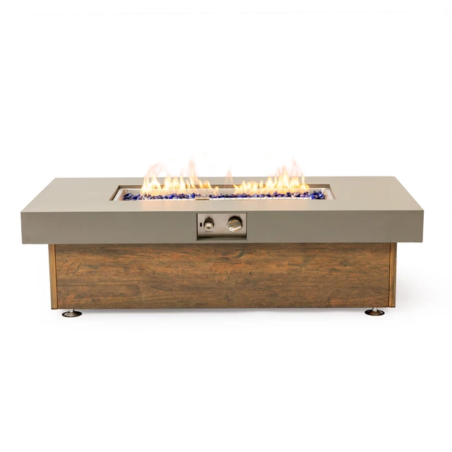 Alt view image 7 of 7 - 48_inch Iron Fire Pit Table with Wood Grain