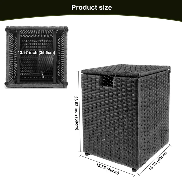 Alt view image 3 of 3 - Woven Rattan Surface Propane Tank Cover - Black