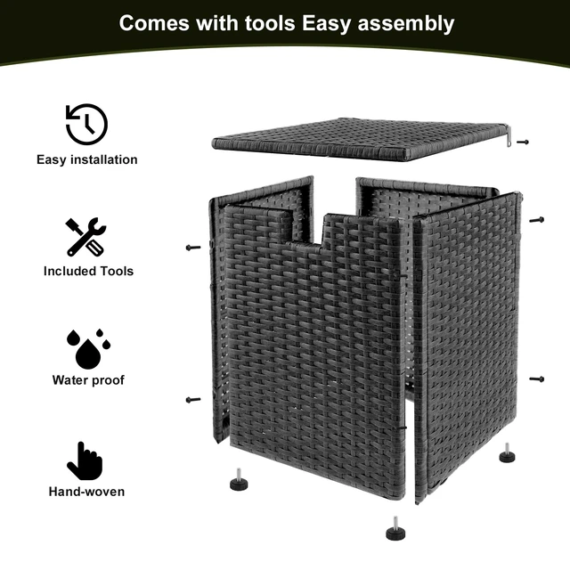 Alt view image 2 of 3 - Woven Rattan Surface Propane Tank Cover - Black