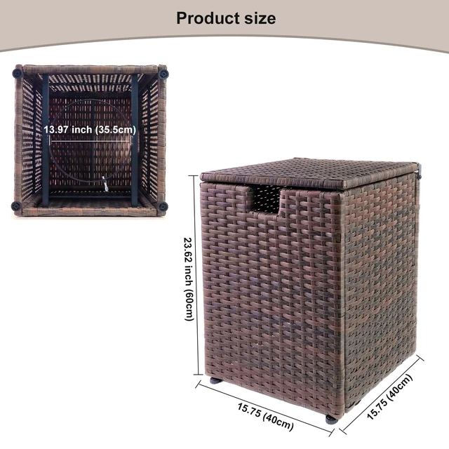 Alt view image 3 of 3 - Woven Rattan Surface Propane Tank Cover - Brown