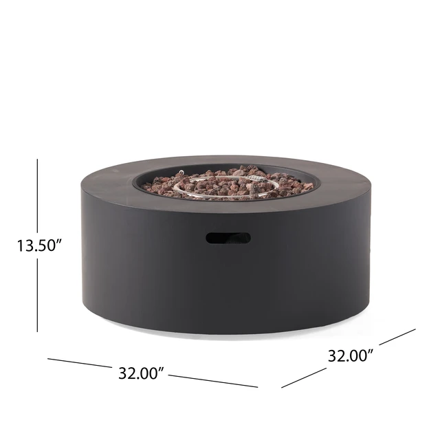 Alt view image 3 of 7 - 32" Patio 40,000 BTU Round Iron Propane Fire Pit, Dark Grey (Tank Cover not Included)