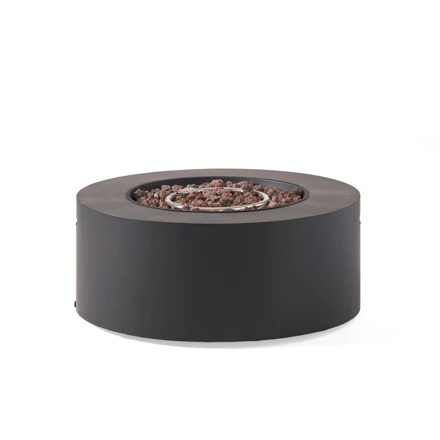 Alt view image 2 of 7 - 32" Patio 40,000 BTU Round Iron Propane Fire Pit, Dark Grey (Tank Cover not Included)