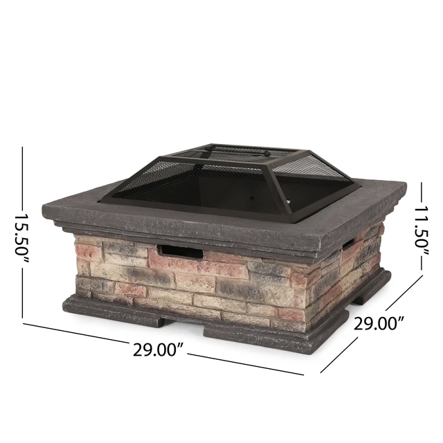 Alt view image 5 of 7 - MGO 29" SQUARE WOOD BURNING FIRE PIT