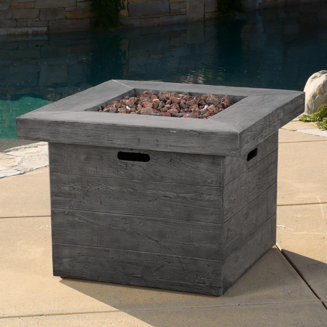 Main image of ANCHORAGE 32'' WOOD SQUARE MGO FIRE PIT GREY - 40,000 BTU