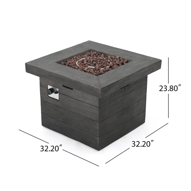 Alt view image 6 of 7 - ANCHORAGE 32'' WOOD SQUARE MGO FIRE PIT GREY - 40,000 BTU