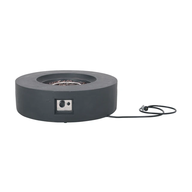 Alt view image 2 of 7 - Lightweight Concrete Outdoor Circular Fire Pit, Dark Gray 50,000 BTU (Tank Cover not Included)
