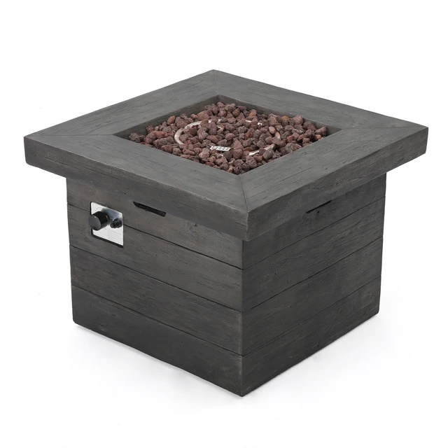 Alt view image 7 of 7 - ANCHORAGE 32'' WOOD SQUARE MGO FIRE PIT GREY - 40,000 BTU