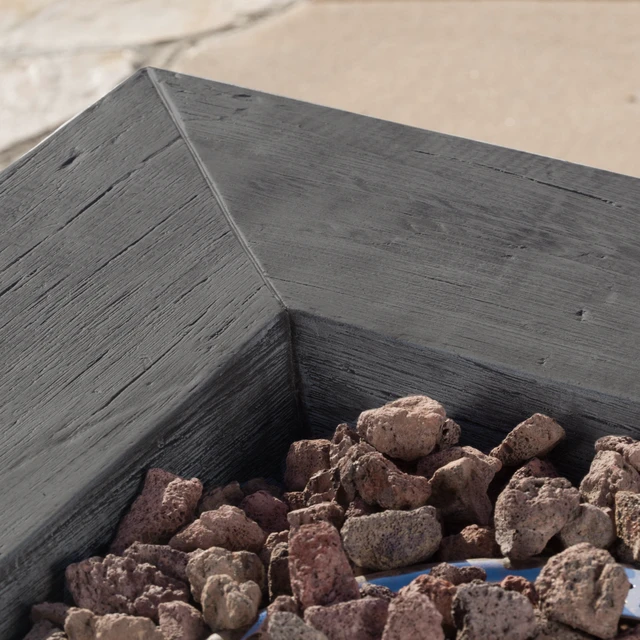 Alt view image 5 of 7 - ANCHORAGE 32'' WOOD SQUARE MGO FIRE PIT GREY - 40,000 BTU