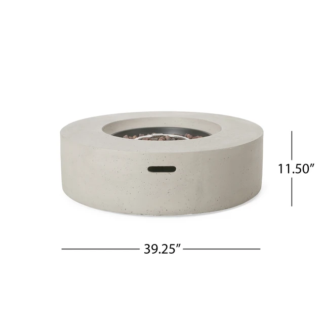 Alt view image 4 of 7 - Outdoor 50,000 BTU Round MgO Concrete Propane Fire Pit, Light Grey (Tank Cover not Included)
