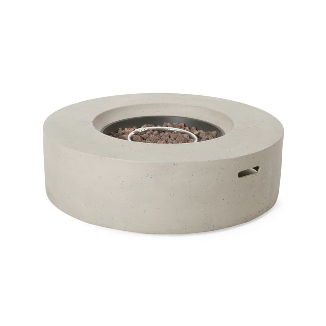 Alt view image 7 of 7 - Outdoor 50,000 BTU Round MgO Concrete Propane Fire Pit, Light Grey (Tank Cover not Included)