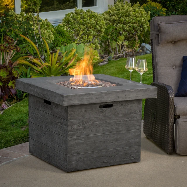 Alt view image 4 of 7 - ANCHORAGE 32'' WOOD SQUARE MGO FIRE PIT GREY - 40,000 BTU