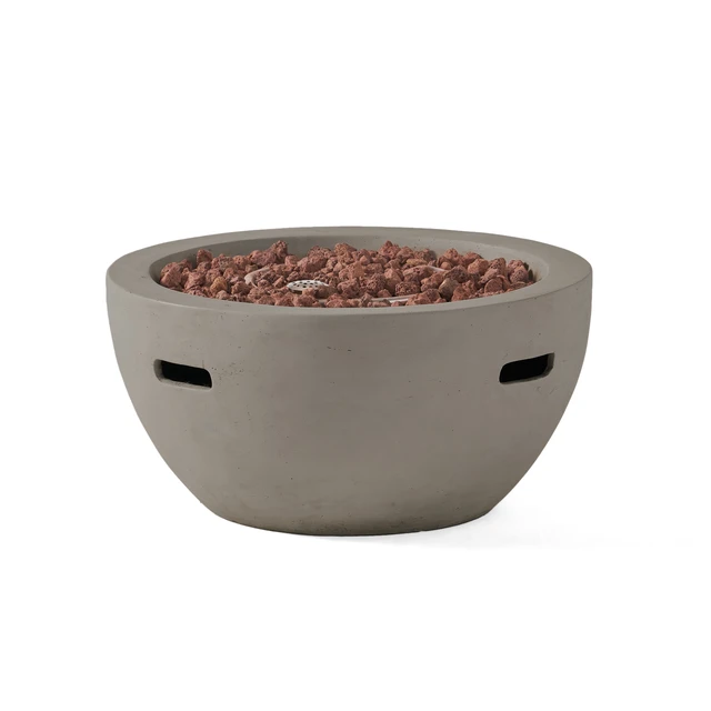 Alt view image 4 of 7 - 27" Bowl Shaped MGO 40,000 BTU Propane Fire Pit, Light Grey (Tank Cover not Included)