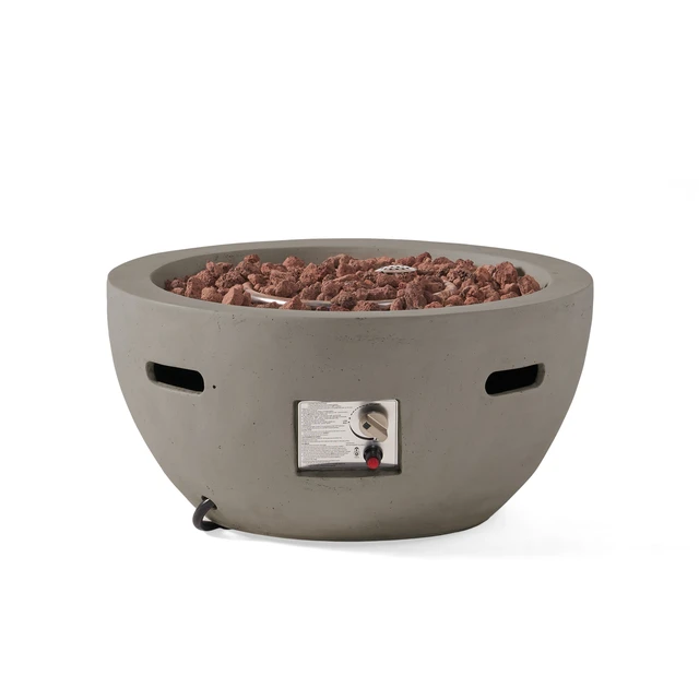 Alt view image 6 of 7 - 27" Bowl Shaped MGO 40,000 BTU Propane Fire Pit, Light Grey (Tank Cover not Included)