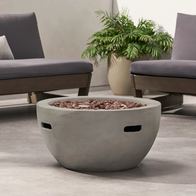 Alt view image 5 of 7 - 27" Bowl Shaped MGO 40,000 BTU Propane Fire Pit, Light Grey (Tank Cover not Included)
