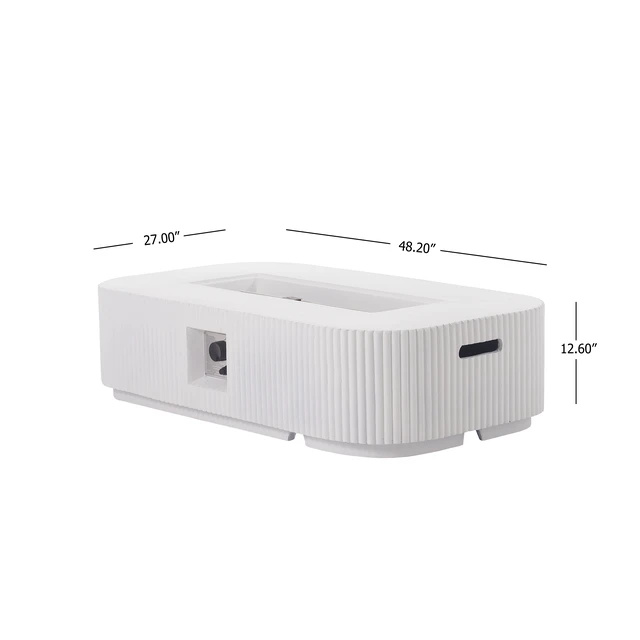 Alt view image 4 of 7 - Outdoor 48.2" Rectangular MgO Fire Pit White - 50,000 BTU (Tank Cover not Included)