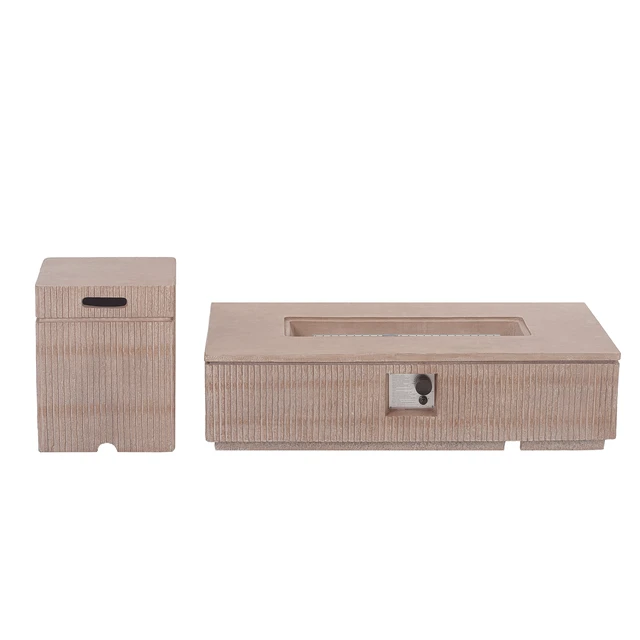Alt view image 4 of 6 - Outdoor 48.2" Rectangular MgO Fire Pit Natural Travertine - 50,000 BTU