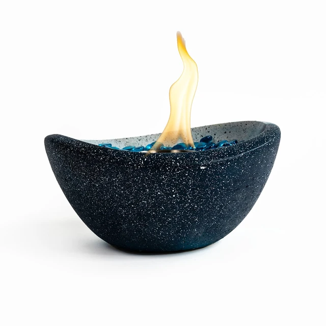 Alt view image 3 of 7 - Tabletop Fire Pit with Mixed Color, Two Colors Concrete Tabletop Fire Bowl, Ideal for Patio, Balcony & S'mores Making, Compatible with Gel Cans and Wax Fuel