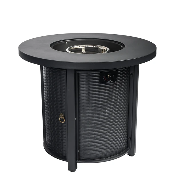 Alt view image 6 of 7 - 30" Propane Gas Fire Pit Table, 50000 BTU Round Steel Fire Pit for Outside Patio Deck Garden Courtyard-Black