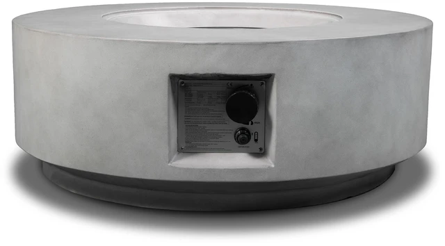 Alt view image 2 of 7 - 30" Propane Gas Fire Pit Table, 50000 BTU Round Concrete Fire Pit for Outside Patio Deck Garden Backyard- Light Gray