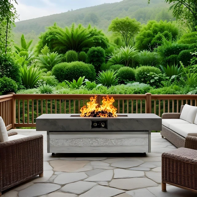 Main image of Outdoor Firepit Table, 48 x 24 Inch Rectangle Fire Pit Table, 50000 BTU Propane Fire Pits Table for Patio Set, two height options