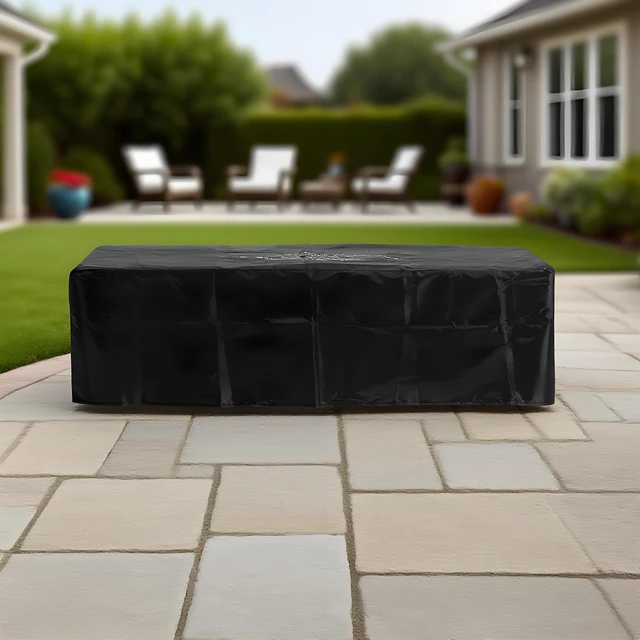 Alt view image 7 of 7 - Outdoor Firepit Table, 48 x 24 Inch Rectangle Fire Pit Table, 50000 BTU Propane Fire Pits Table for Patio Set, two height options