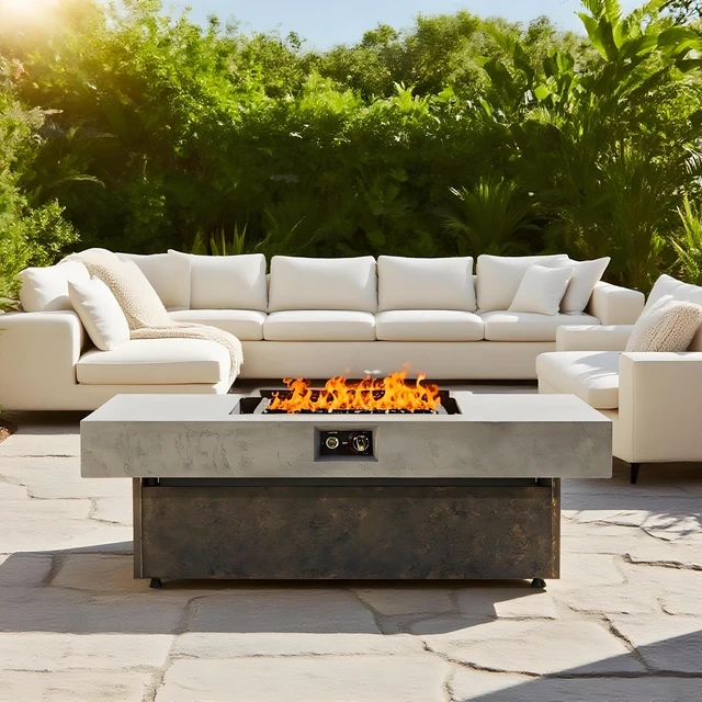 Alt view image 2 of 7 - Propane Fire Pits, 56 x 23 in, 50,000 BTU outdoor firepit table, Suitable for Outdoor, Patio, Balcony, three height options