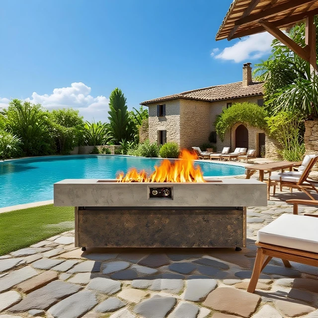 Alt view image 4 of 7 - Propane Fire Pits, 56 x 23 in, 50,000 BTU outdoor firepit table, Suitable for Outdoor, Patio, Balcony, three height options