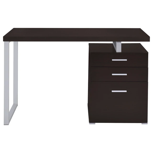 Alt view image 3 of 7 - Cappuccino 3-drawer Reversible Office Desk