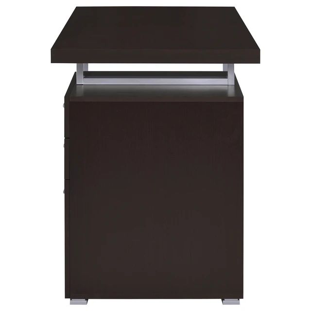 Alt view image 5 of 7 - Cappuccino 3-drawer Reversible Office Desk