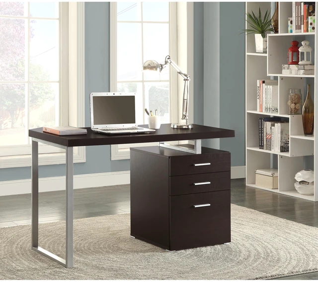 Main image of Cappuccino 3-drawer Reversible Office Desk