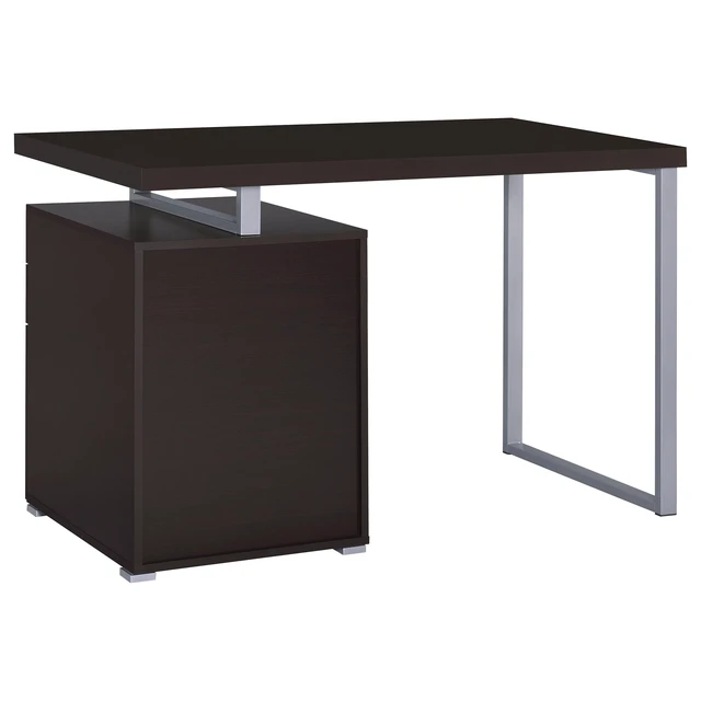 Alt view image 6 of 7 - Cappuccino 3-drawer Reversible Office Desk