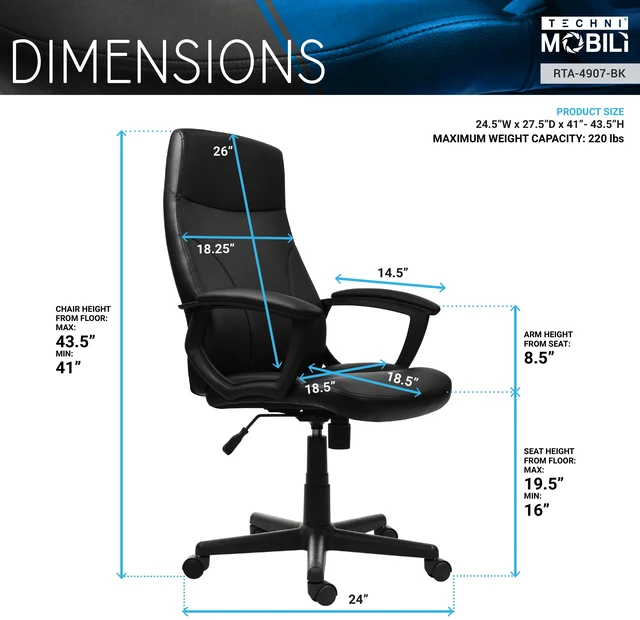 Alt view image 4 of 7 - Medium Back Executive Office Chair, Black