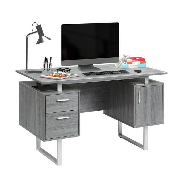 Alt view image 2 of 7 - Grey Desk for Office with Drawers & Storage, 51.25" W