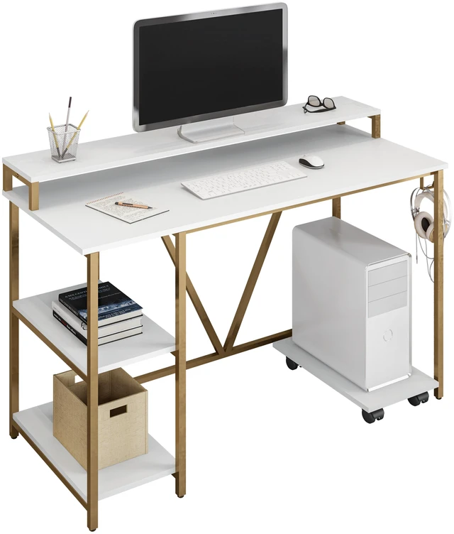 Alt view image 2 of 7 - Industrial Writing Desk, Gold
